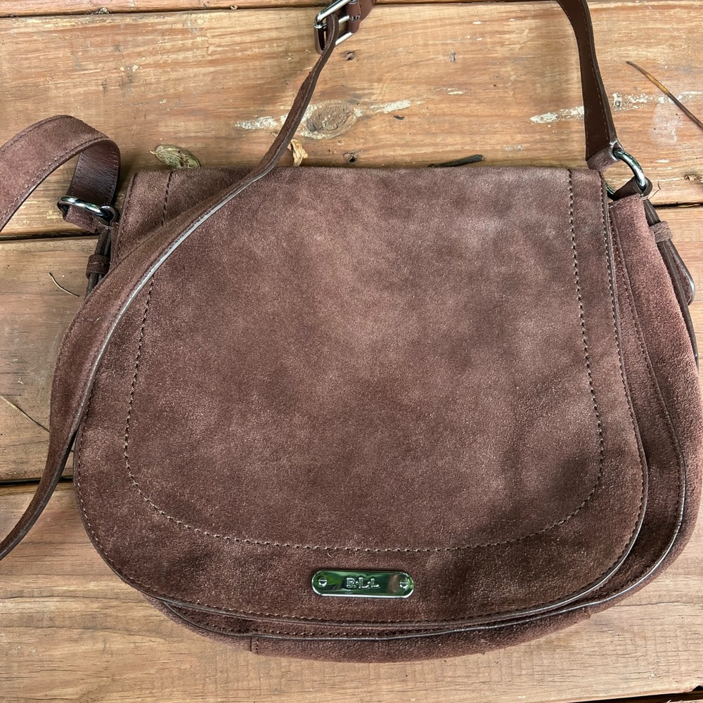 Lauren Ralph Lauren Glenmore Larisa Suede Flap Messenger Shoulder Bag Purse